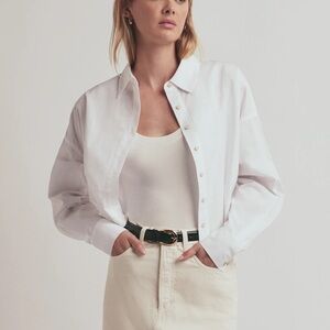 Favorite Daughter White Cropped Ex Boyfriend Button-Up Shirt